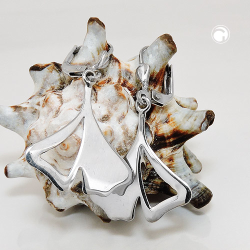 Boucles d'oreilles argent sterling motif ginkgo biloba