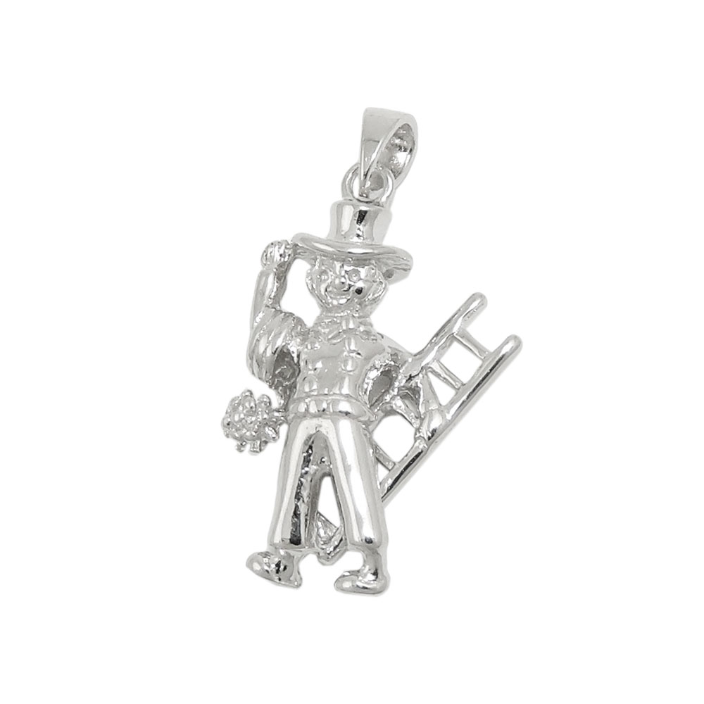 Pendentif argent 925 ramoneur porte-bonheur rhodié