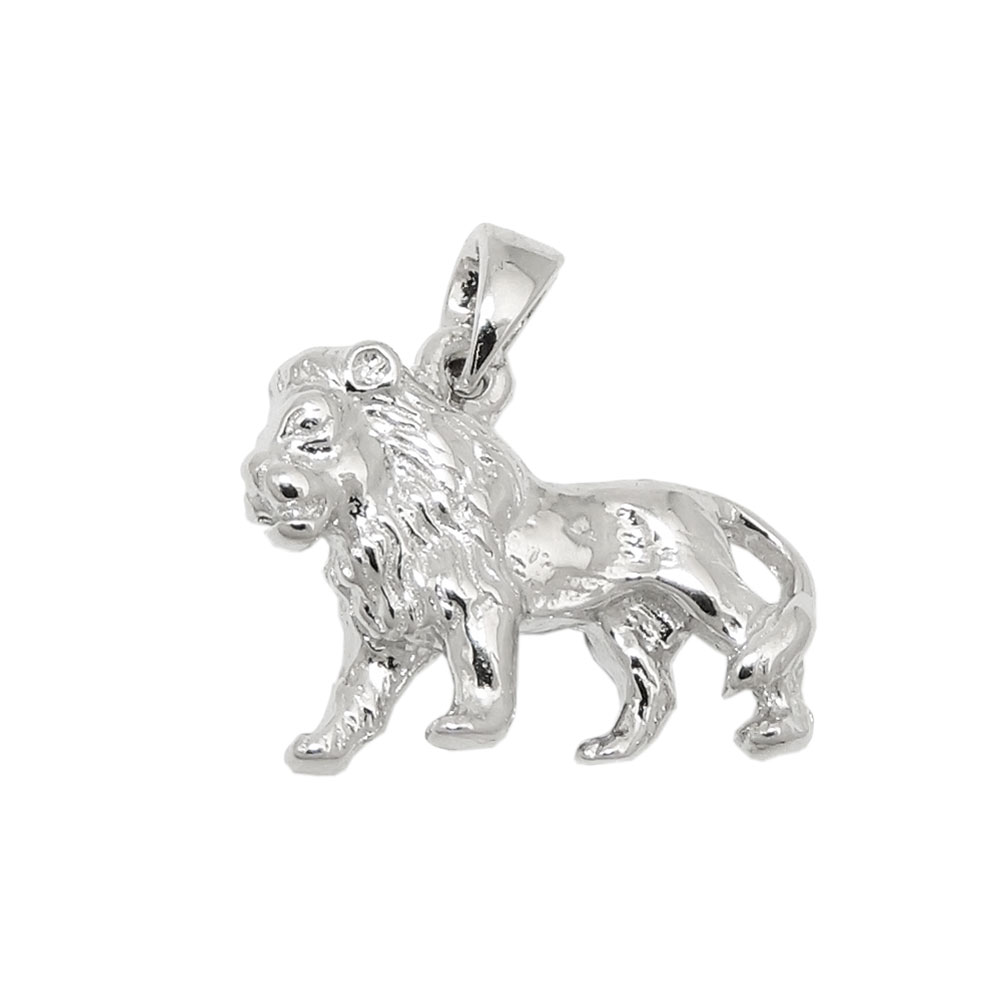 Pendentif argent 925 Léo en argent sterling rhodié, vue de face