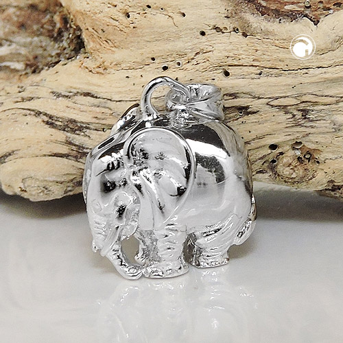 Bijou argent sterling éléphant forme ronde vue profil