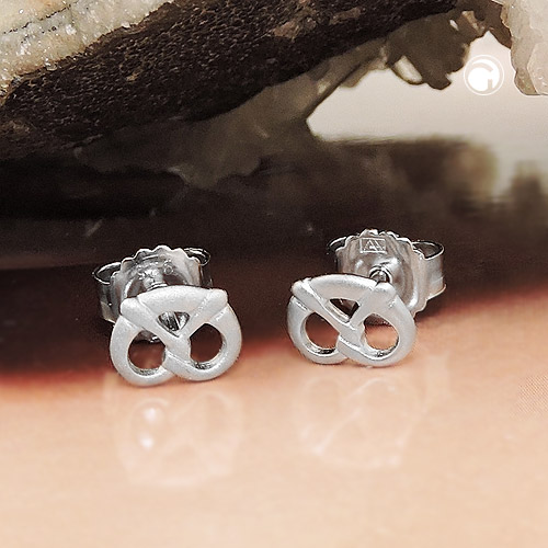 Dormeuses argent sterling pretzel mat rhodié vue de dessus