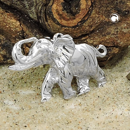Vue de profil du pendentif argent sterling éléphant 14x24 mm