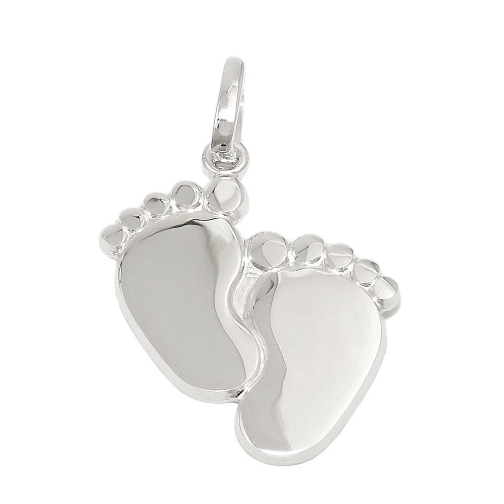 Pendentif argent 925 deux pieds sur fond blanc