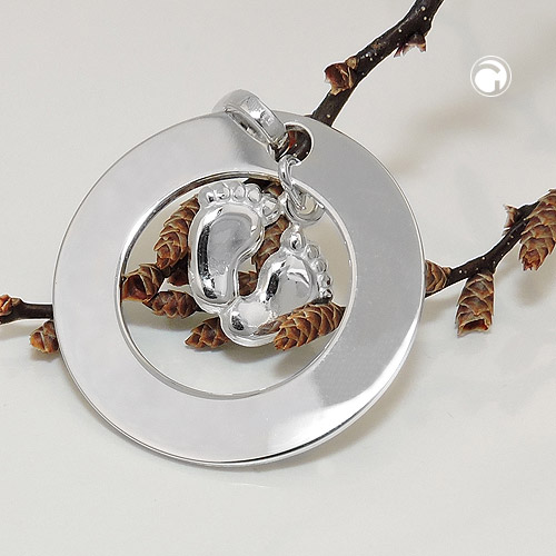 Vue détaillée du pendentif argent deux pieds avec oeil