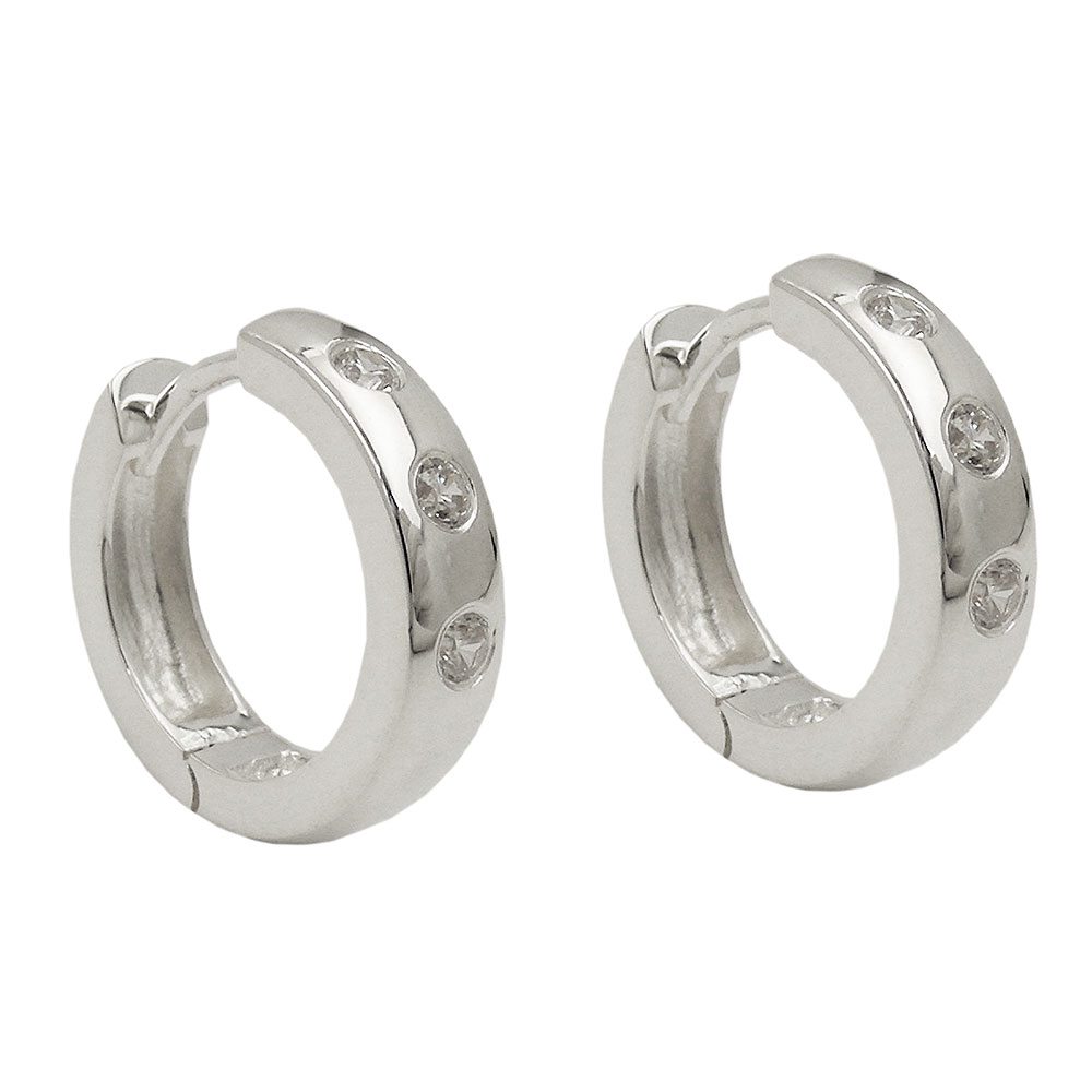 Boucles d'oreilles créoles argent 925 avec zirconium