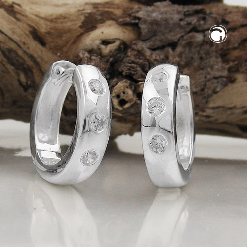 Paire de boucles d'oreilles hoop en argent sterling et zirconium