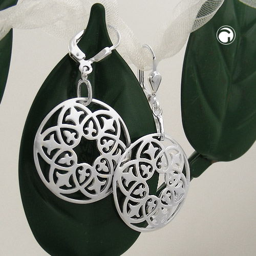 Paire de boucles d'oreilles argent sterling 925 à pendants zirconias