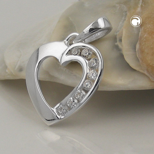 Pendentif argent sterling forme coeur pierre zirconia