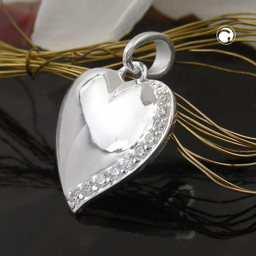 Bijou argent coeur zirconia vue de face