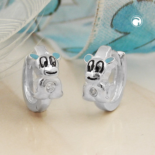 Paire de boucles d'oreilles enfant argent sterling avec chien
