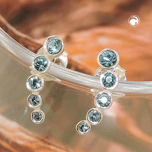 Boucles d'oreilles argent sterling pierres verre bleu dégradé