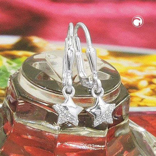 Paire de boucles d'oreilles argent sterling zirconia, vue détaillée
