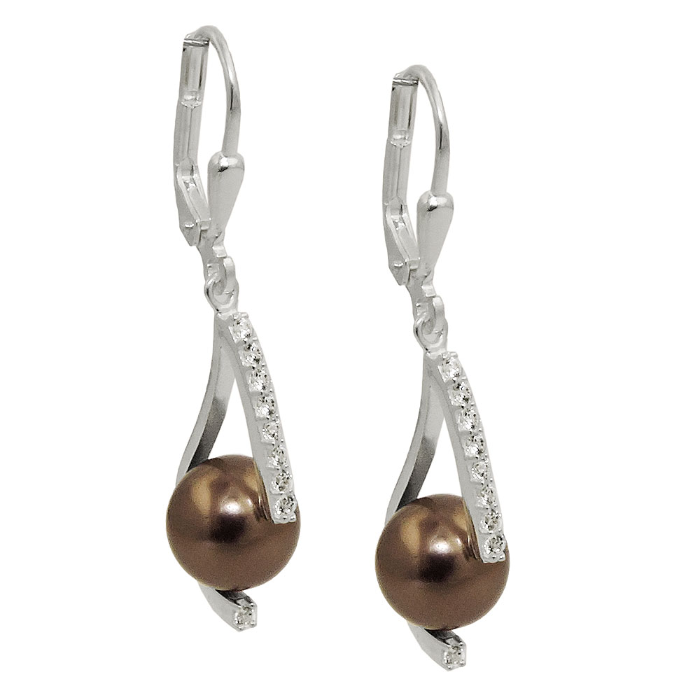 Boucles d'oreilles argent 925 avec zirconia, design leverback