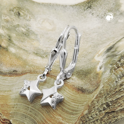 Paire de boucles d'oreilles argent sterling avec zirconium