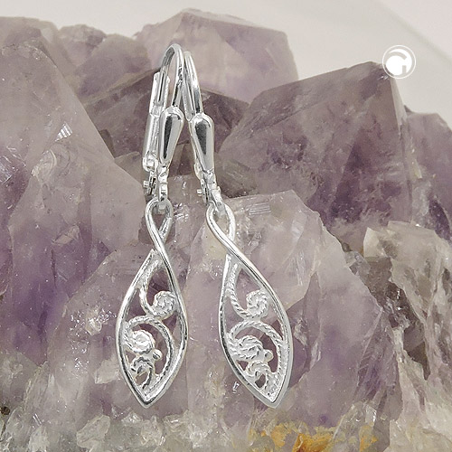 Boucles d'oreilles argent sterling leverback de profil