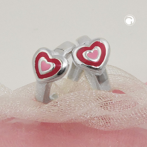 Créoles argent laquées rose, vue de face