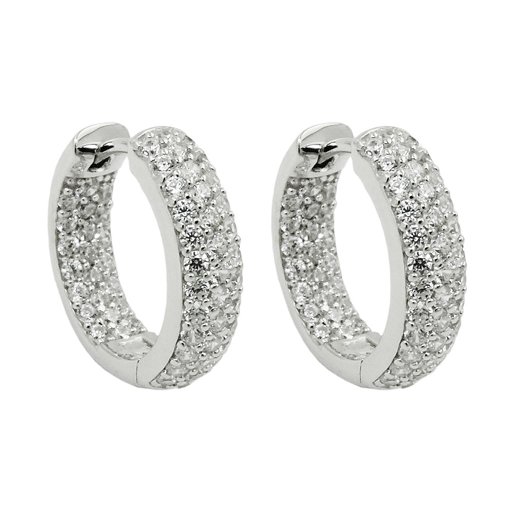 Boucles d'oreilles créoles argent 925 avec zirconias