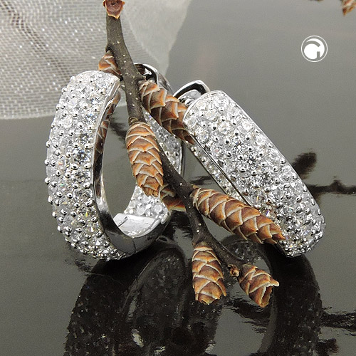 Boucles d'oreilles argent sterling zirconias vue de face