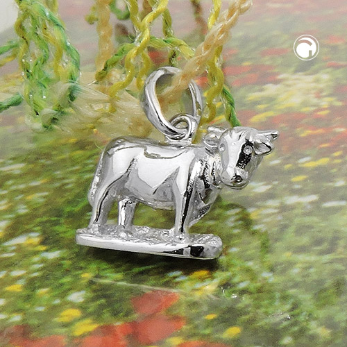 Pendentif argent vache motif animalier 8x15mm