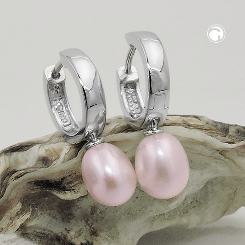 Paire de boucles d'oreilles argent sterling perle