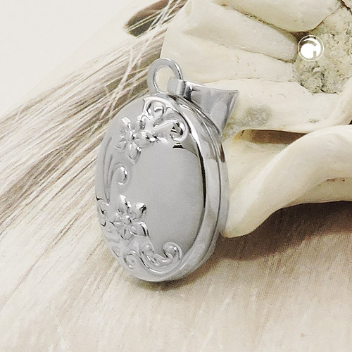 Médaillon argent sterling ouvert avec chaîne