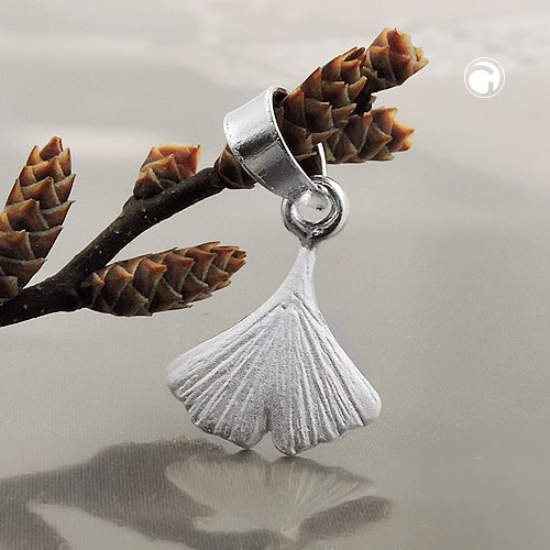 Pendentif argent sterling forme feuille Ginkgo