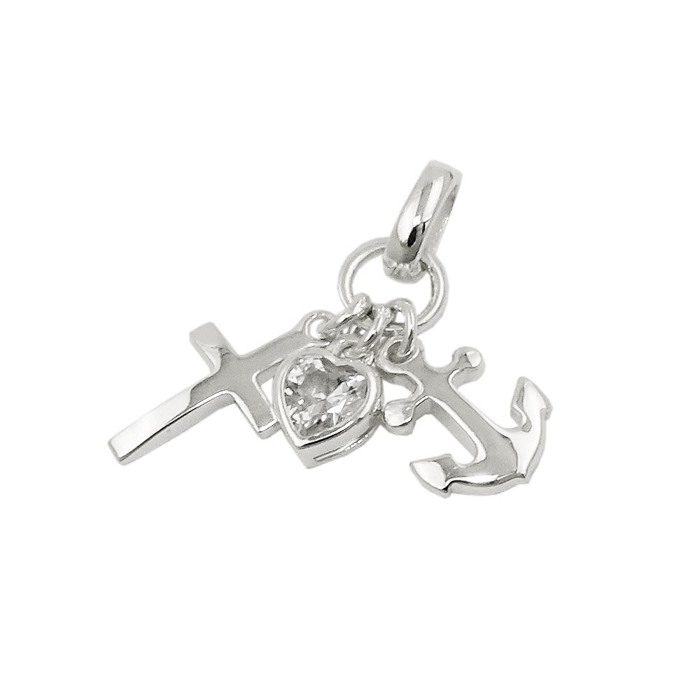 Pendentif argent 925 Foi Espoir Charité vue face