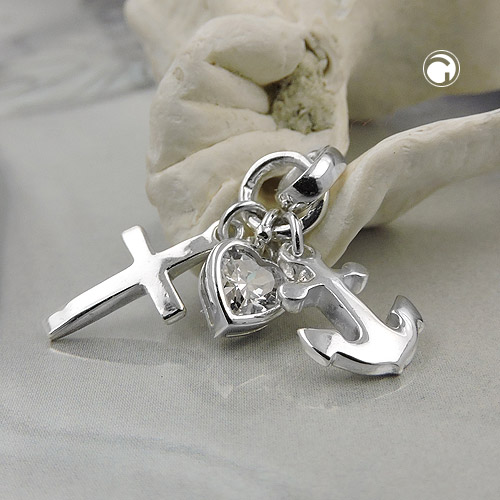 Pendentif argent sterling symbole foi espoir charité