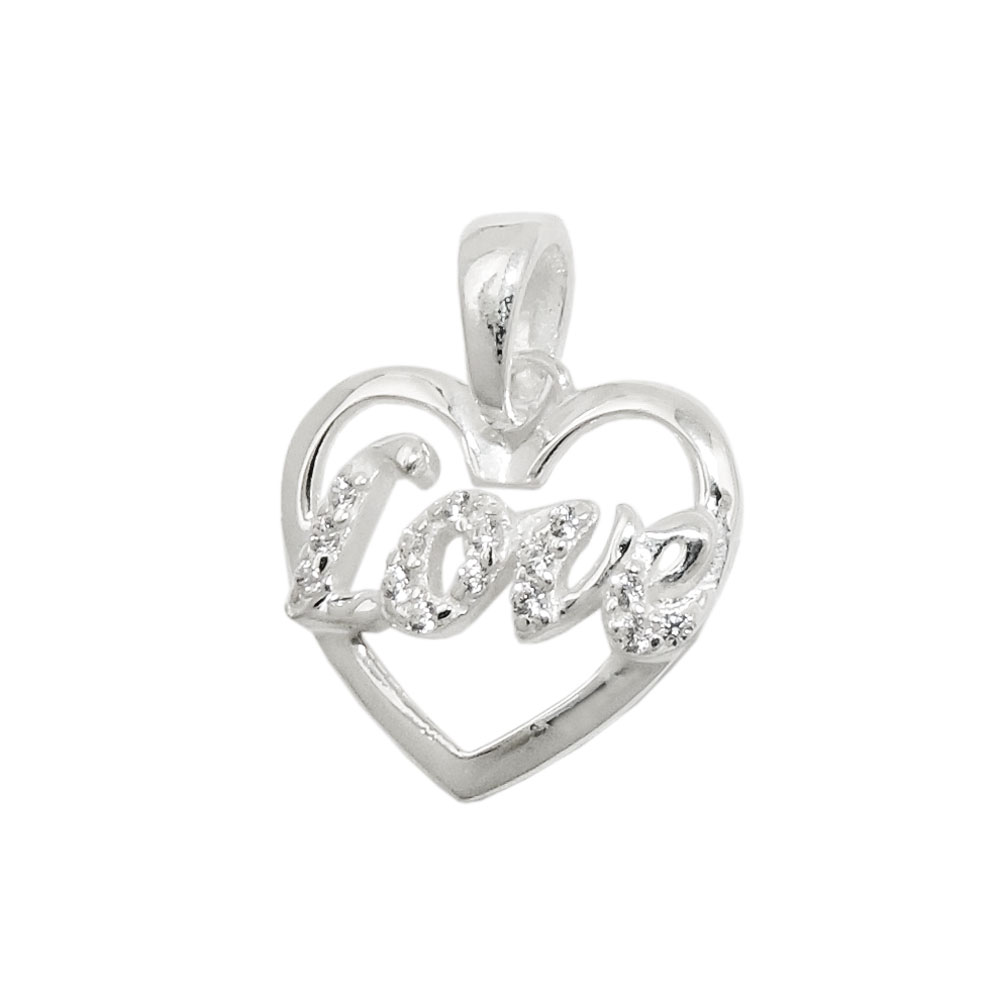 Pendentif argent 925 en forme de coeur avec zirconia