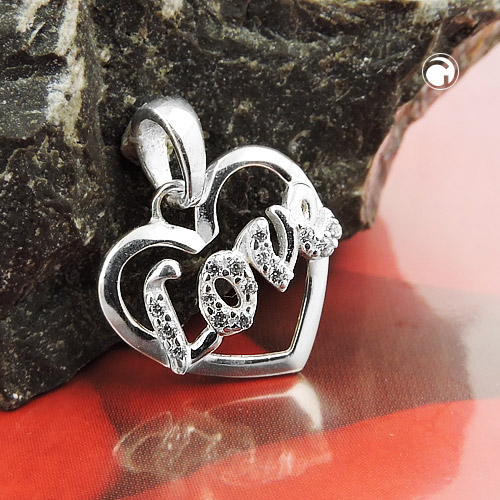 Pendentif coeur argent sterling zirconia vue détaillée
