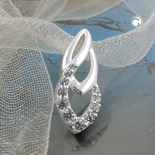 Pendentif argent sterling zirconia sur fond blanc