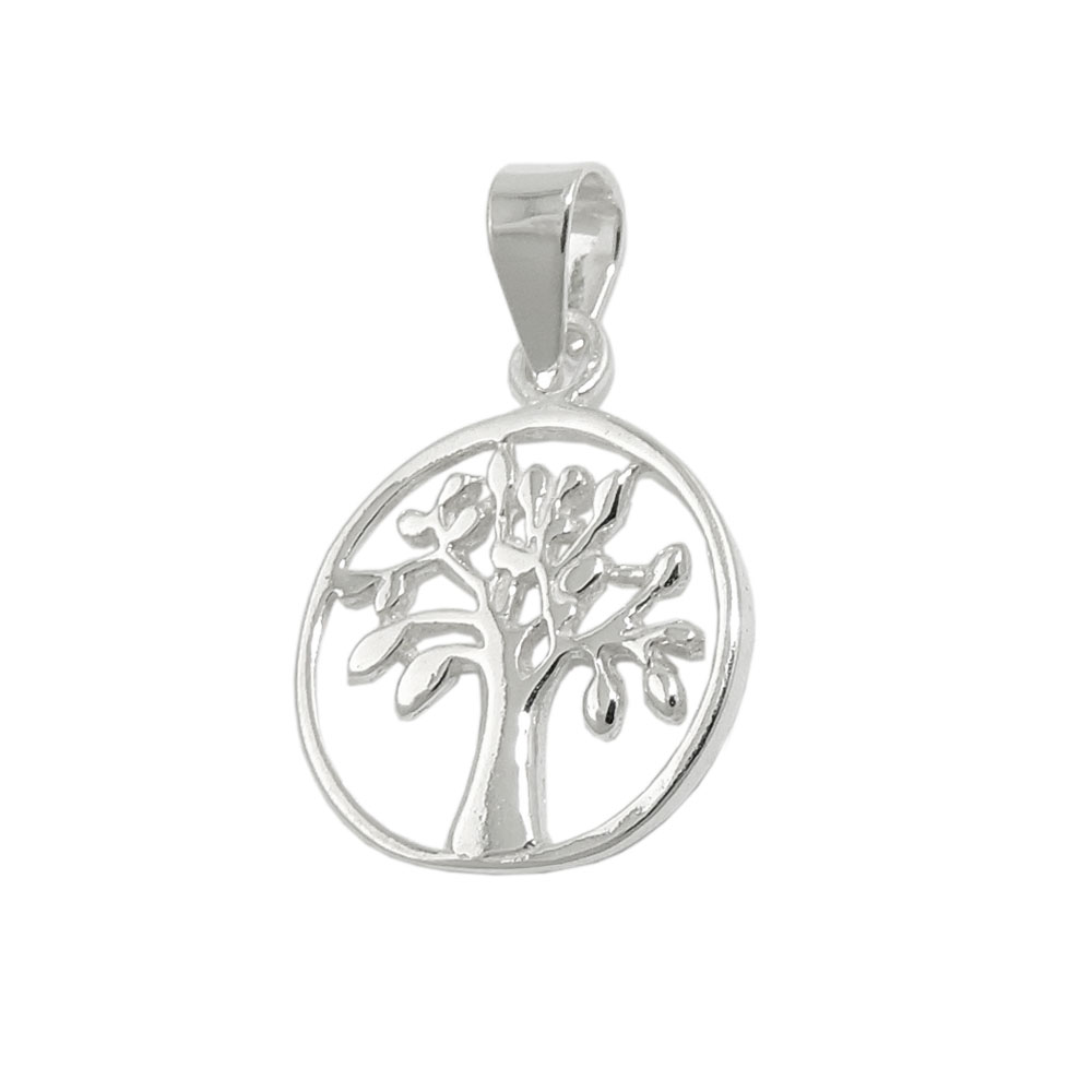Pendentif arbre de vie en argent 925 sur fond neutre