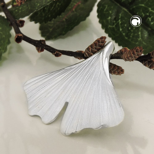Pendentif argent sterling forme feuille Ginkgo biloba