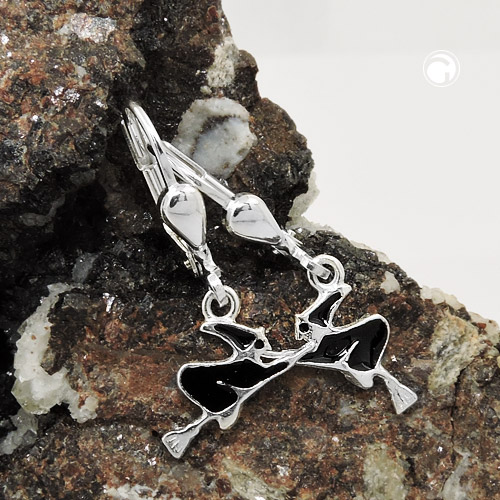 Paire de boucles d'oreilles argent sterling sorcière vue de face