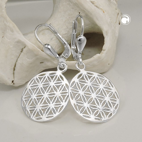 Paire de boucles d'oreilles argent sterling motif Fleur de Vie