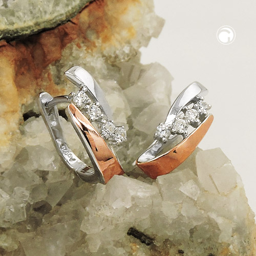Paire de boucles d'oreilles hoop en argent sterling deux tons
