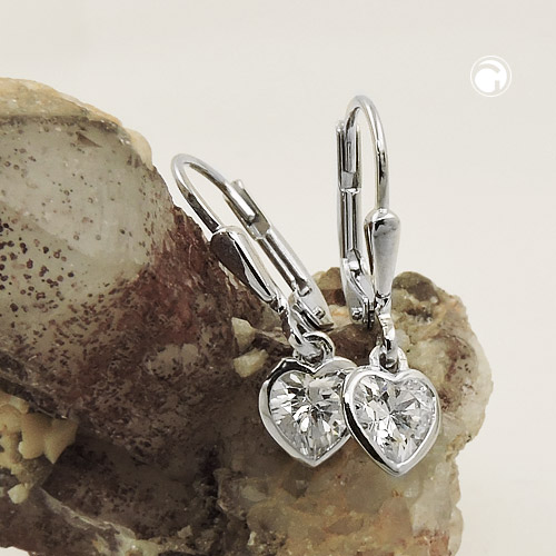 Puces d'oreilles argent sterling cœur 21x6 mm