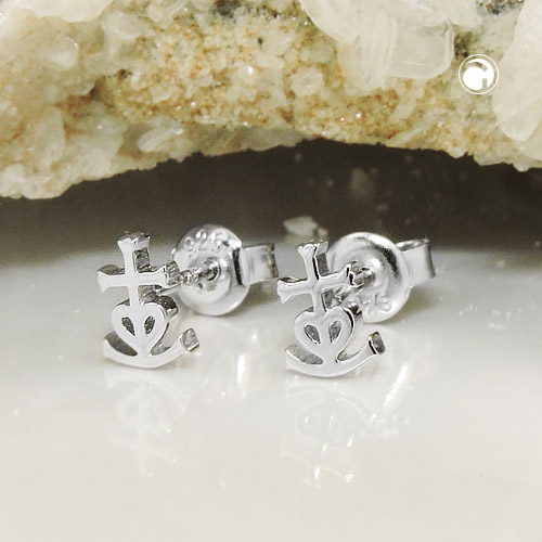 Boucles d'oreilles argent sterling symbole Foi Espoir Charité