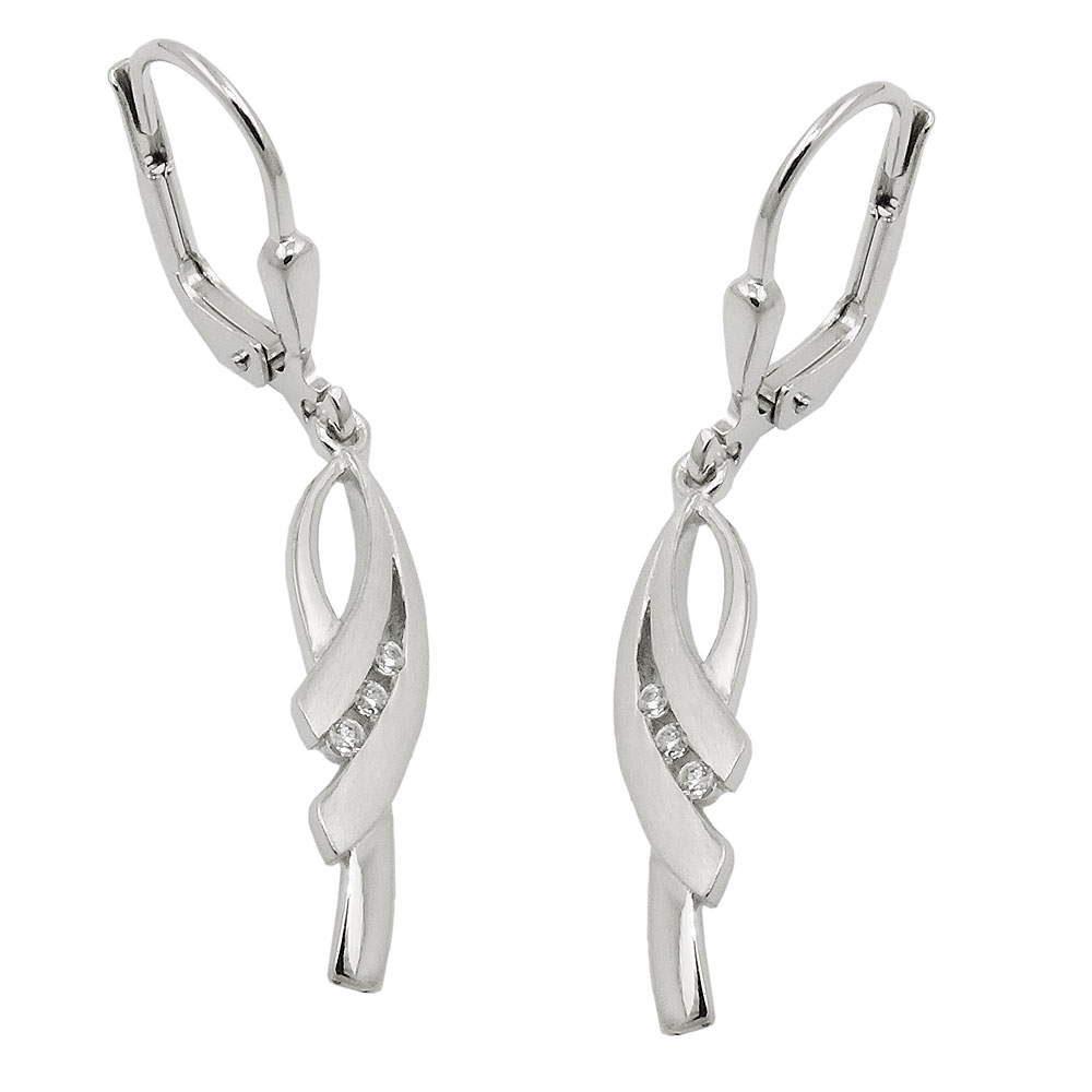 Boucles d'oreilles argent 925 avec zirconium, vue de face