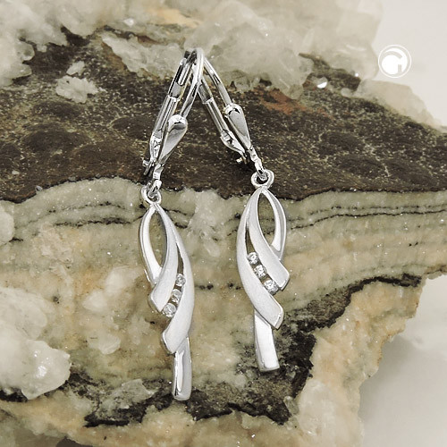 Paire de boucles d'oreilles en argent sterling et zirconium
