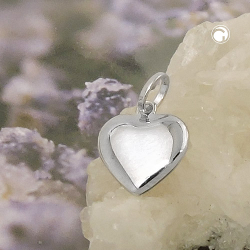 Pendentif argent coeur rhodié vue de profil