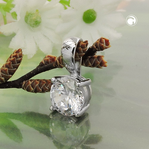 Pendentif argent sterling zirconium de profil
