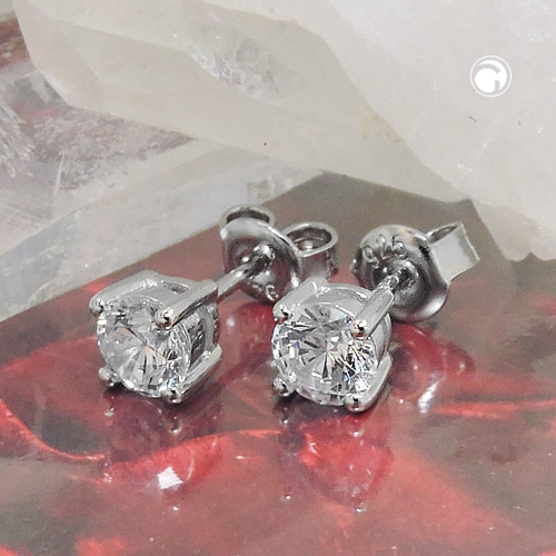 Paire de boucles d'oreilles argent sterling avec zirconia