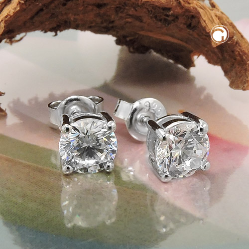 Paire de boucles d'oreilles argent sterling avec zirconia