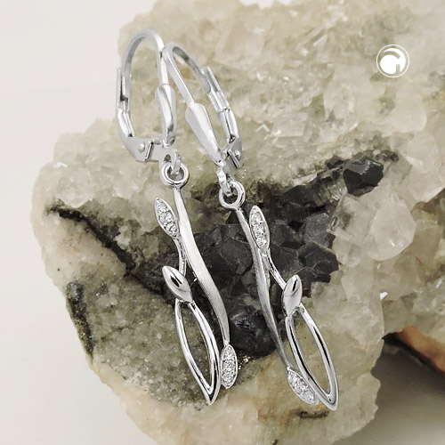 Boucles d'oreilles argent sterling zirconium vue de profil