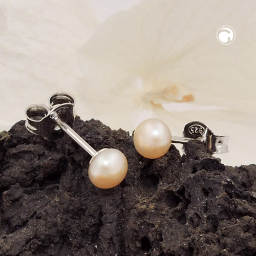 Paire de boucles d'oreilles argent sterling perle de culture fermoir papillon