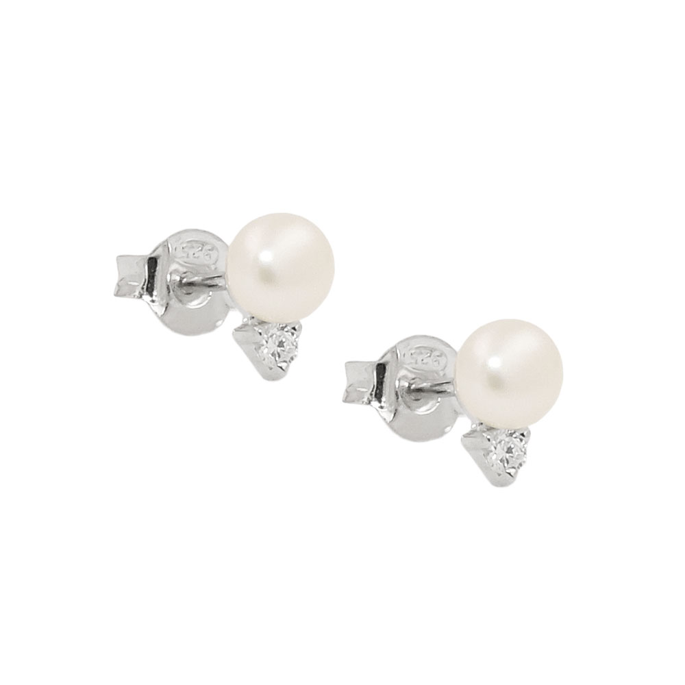 Boucles d'oreilles argent 925 perle et zircone