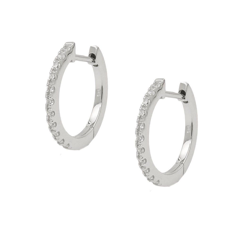 Boucles d'oreilles créoles argent 925 avec zirconium blanc