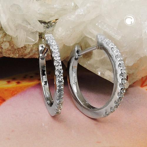 Paire de boucles d'oreilles hoop en argent sterling et zirconium
