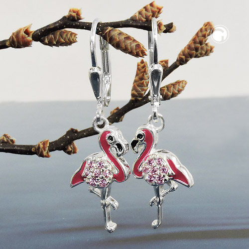 Boucles d'oreilles argent sterling flamant profil